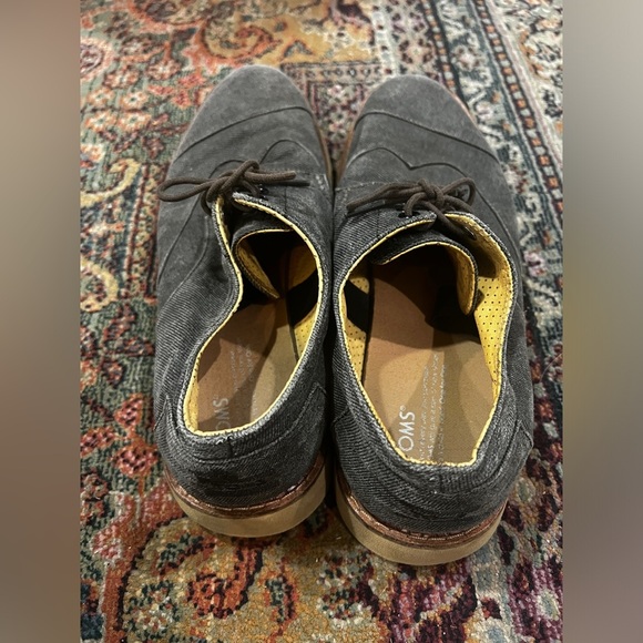 FINAL PRICE Toms Mens 140515 Gray Cap Toe Denim Lace Up Oxford Dress - Picture 3 of 7